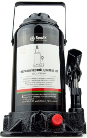 Домкрат бутылочный БелАК 16 тонн TUV 2 клапана, 215/425 мм (БАК.00035) [БАК.00035]