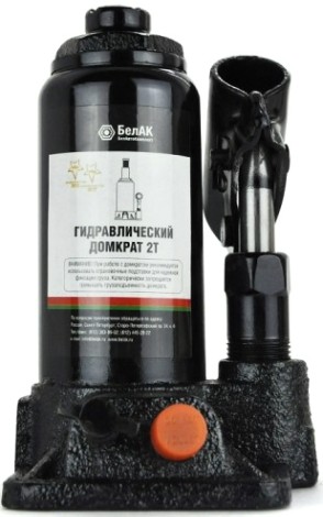 Домкрат бутылочный БелАК 2 тонны TUV 2 клапана, 145/290 мм (БАК.00026) [БАК.00026]