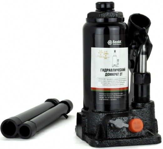 Домкрат бутылочный БелАК 2 тонны TUV 2 клапана, 145/290 мм (БАК.00026) [БАК.00026]
