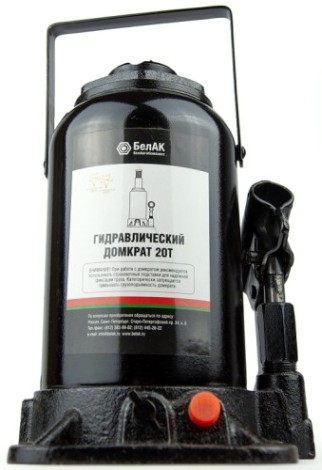 Домкрат бутылочный БелАК 20 тонн TUV 2 клапана, 230/450 мм (БАК.00036) [БАК.00036]