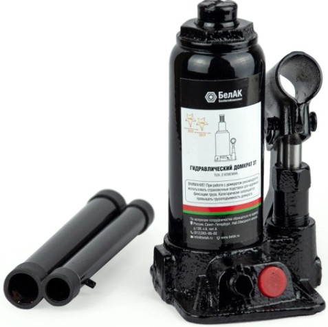 Домкрат бутылочный БелАК 3 тонны TUV 2 клапана, 170/345 мм (БАК.00027) [БАК.00027]