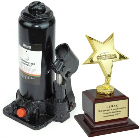 Домкрат бутылочный БелАК 5 тонн TUV 2 клапана, 190/380 мм (БАК.00029) [БАК.00029]