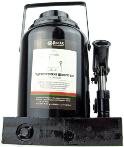 Домкрат бутылочный БелАК 50 тонн TUV 2 клапана, 250/415 мм (БАК.00038) [БАК.00038]