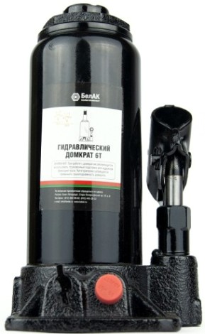 Домкрат бутылочный БелАК 6 тонн TUV 2 клапана, 180/360 мм (БАК.00030) [БАК.00030]