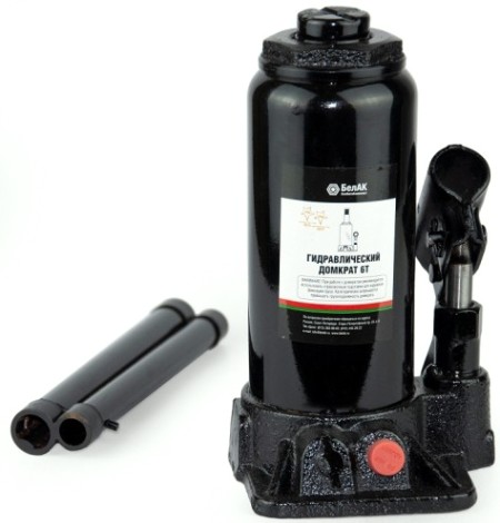 Домкрат бутылочный БелАК 6 тонн TUV 2 клапана, 180/360 мм (БАК.00030) [БАК.00030]