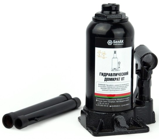 Домкрат бутылочный БелАК 8 тонн 195/385 мм (БАК.00044) [БАК.00044]
