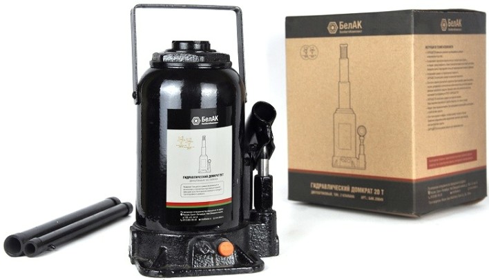 Домкрат бутылочный двухштоковый БелАК 20 тонн 235/485 мм (БАК.20049) [БАК.20049]