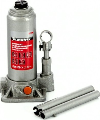 Домкрат бутылочный MATRIX 4 т, h подъема 194–372 мм, в пласт. Кейсе [50775]