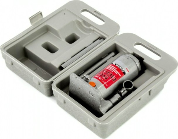 Домкрат бутылочный MATRIX 5 т, h подъема 197–382 мм, в пласт. Кейсе [50776]