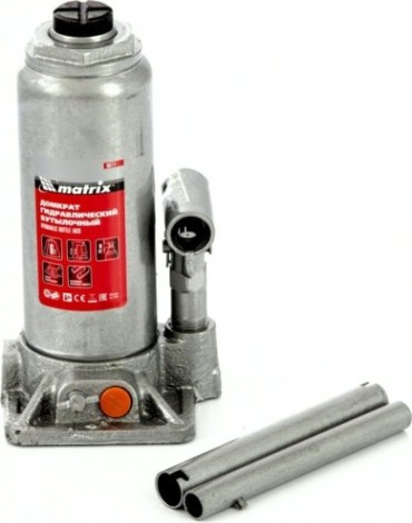 Домкрат бутылочный MATRIX 6 т, h подъема 216–413 мм, в пласт. Кейсе [50777]