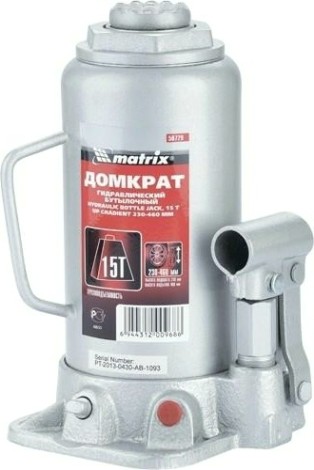 Домкрат бутылочный MATRIX MASTER 15 тонн (230/460 мм) 50729 [50729]