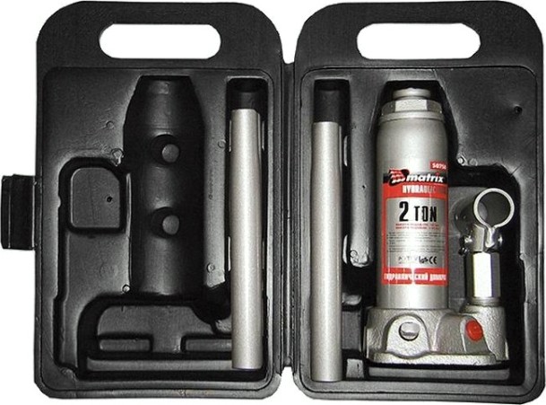 Домкрат бутылочный MATRIX MASTER 2 тонны в пластиковом кейсе (181/345 мм) 50750 [50750]