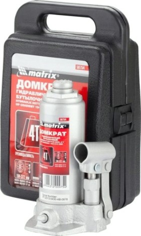 Домкрат бутылочный MATRIX MASTER 4 тонны в пластиковом кейсе (194/372 мм) 50754 [50754]