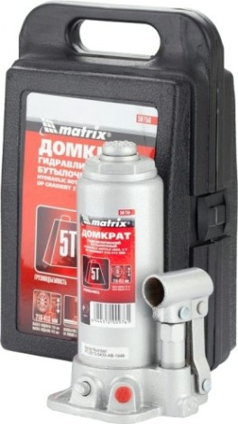 Домкрат бутылочный MATRIX MASTER 5 тонн в пластиковом кейсе (216/413 мм) 50756 [50756]