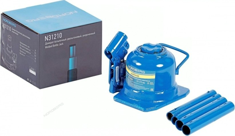 Домкрат бутылочный NORDBERG N31210 двухштоковый, укороченный 10 т [N31210]