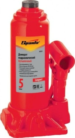 Домкрат бутылочный Sparta 5 т, h подъема 180-340 мм, Compact [50333]