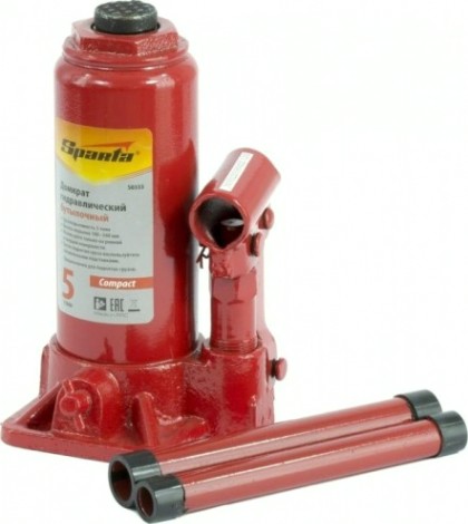 Домкрат бутылочный Sparta 5 т, h подъема 180-340 мм, Compact [50333]
