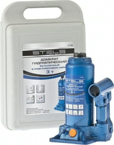 Домкрат бутылочный STELS 3 тонны (178/343 мм) в пластиковом кейсе 51125 [51125]