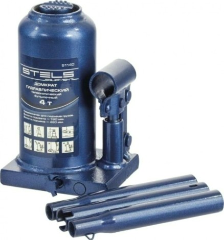 Домкрат бутылочный STELS 4 тонны телескопический (190–480 мм) 51140 [51140]