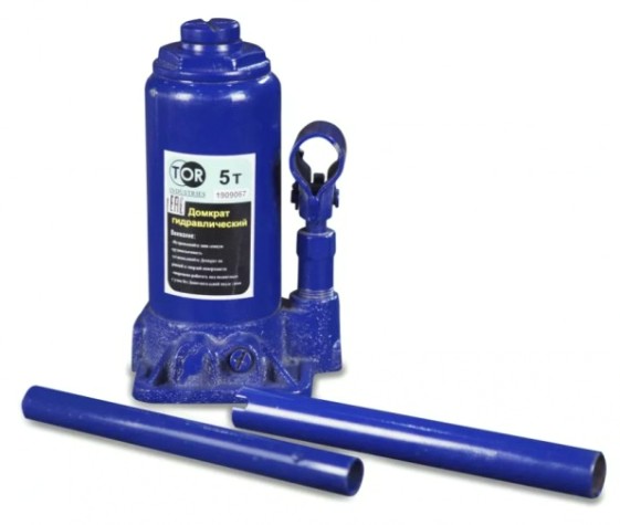 Домкрат бутылочный TOR ДГ-5 г/п 5,0 т гидравлический (в пластиковом кейсе) [1006114]