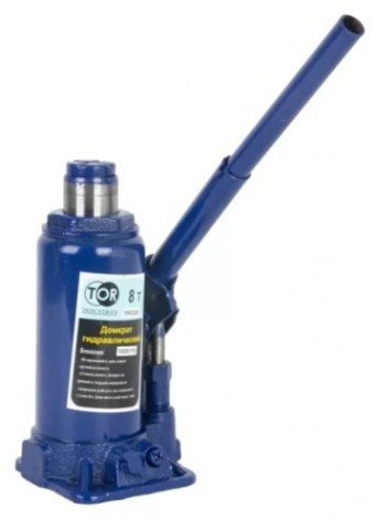 Домкрат бутылочный TOR ДГ-8 г/п 8,0 т гидравлический (в пластиковом кейсе) [1006115]