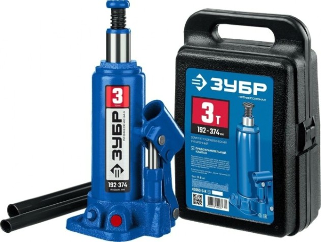Домкрат бутылочный ЗУБР Профессионал 3т гидравлический [43060-3-K_z01]