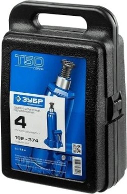 Домкрат бутылочный ЗУБР "ПРОФИ" 43060- 4-K (4 т - 192/374 мм, кейс) [43060-4-K_z01]