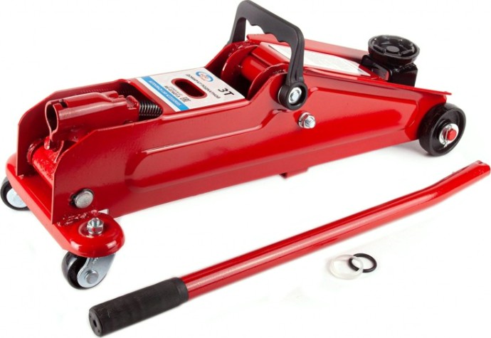 Домкрат подкатной Autovirazh AV-076013 3т + кейс (красный)(подъем 390 мм)
