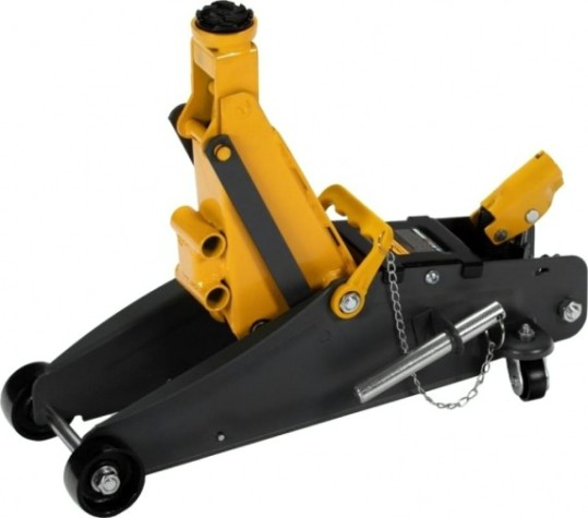 Домкрат подкатной DENZEL 2,8т. с фиксатором, 135-385 мм, в кейсе [51156]