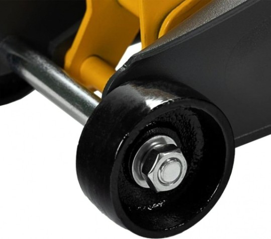 Домкрат подкатной DENZEL 2,8т. с фиксатором, 135-385 мм, в кейсе [51156]