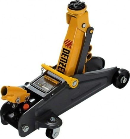 Домкрат подкатной DENZEL 2т, с фиксатором, 130-330 мм, в кейсе [51154]