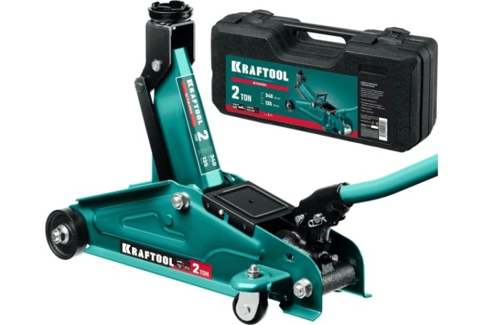 Домкрат подкатной KRAFTOOL 43453-2-K для легковых а/м, в кейсе