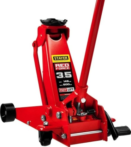Домкрат подкатной STAYER F-35 3.5т 145-500мм с высоким подъемом для сто [43155-3.5]