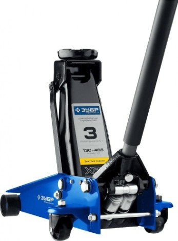 Домкрат подкатной ЗУБР Х80 "ПРОФЕССИОНАЛ" 3 т - 130/465 мм, "быстрый подъем" 43050-3 [43050-3_z01]