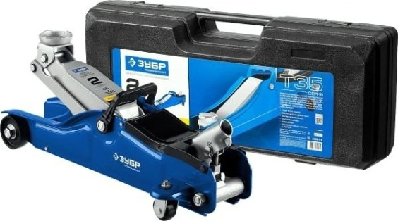 Домкрат подкатной ЗУБР T35 "ПРОФЕССИОНАЛ" 2 т - 85/330 мм низкий подхват, в кейсе 43056-2-К [43056-2-K]