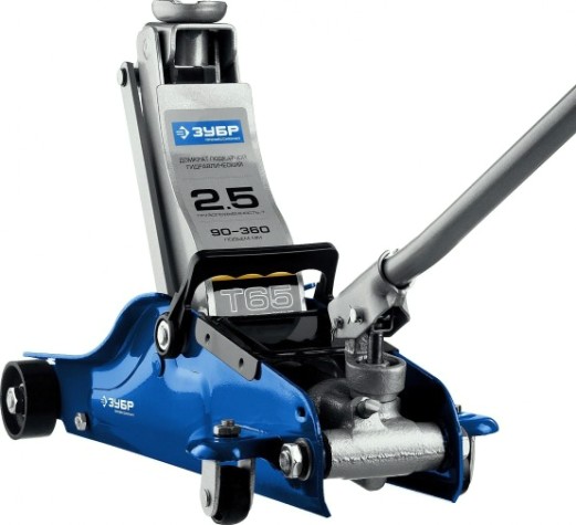 Домкрат подкатной ЗУБР T65 "ПРОФЕССИОНАЛ" 2,5 т - 90/360 мм поворотная рукоятка 43057-2.5 [43057-2.5]