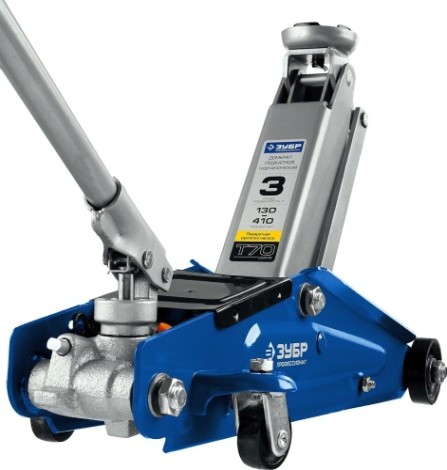 Домкрат подкатной ЗУБР T70 "ПРОФЕССИОНАЛ" 3 т - 130/410 мм поворотная рукоятка 43052-3 [43052-3_z01]