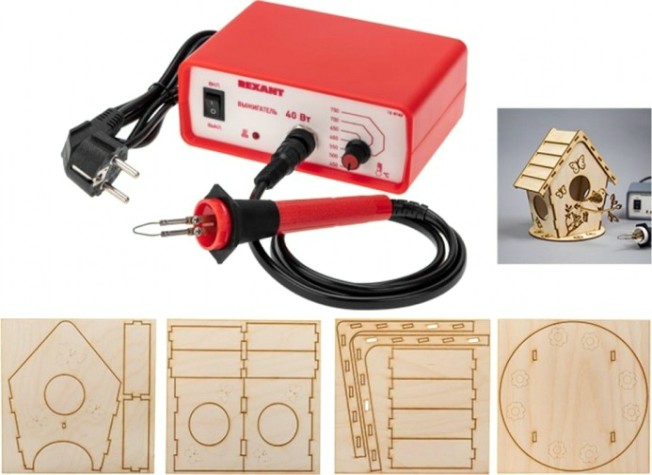 Доска для выжигания REXANT ДВ0934 «кормушка для птиц», 3d модель, 1 шт. [12-0934]