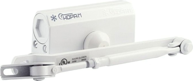 Доводчик дверной НОРА-М 2S-F морозостойкий с фиксацией "Белый" [4706]