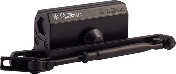 Доводчик дверной НОРА-М 2S-F морозостойкий с фиксацией "Черный" [16220]