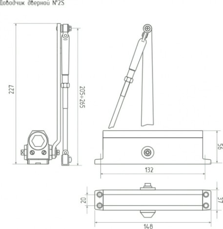Доводчик дверной НОРА-М 2S морозостойкий "Белый" [4984]