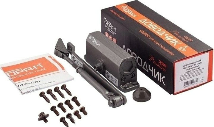 Доводчик дверной НОРА-М 2S морозостойкий "Графит" [4985]