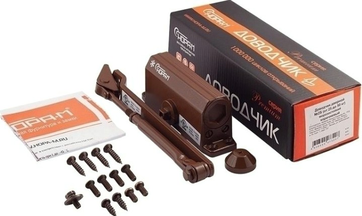 Доводчик дверной НОРА-М 2S морозостойкий "Коричневый" [15885]