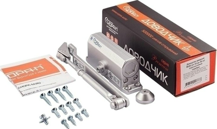 Доводчик дверной НОРА-М 2S морозостойкий "Серебро" [4988]