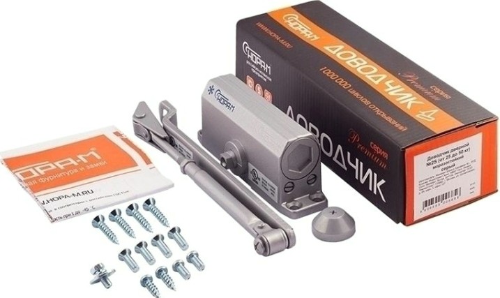 Доводчик дверной НОРА-М 2S морозостойкий "Серый" [4987]