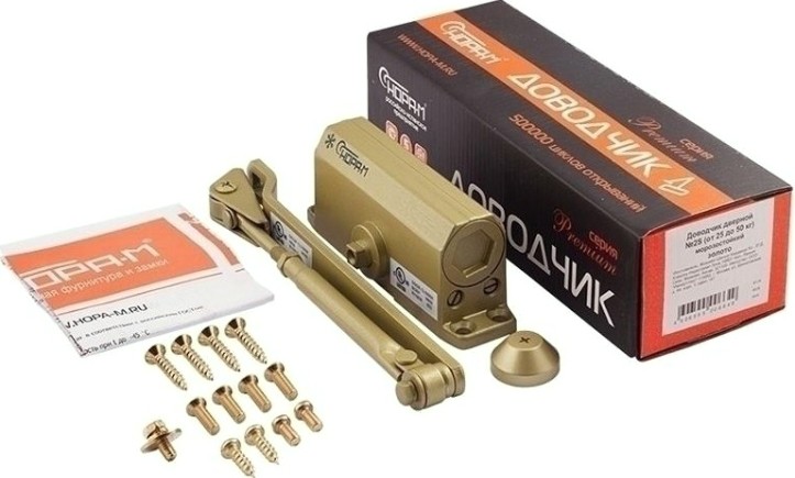 Доводчик дверной НОРА-М 2S морозостойкий "Золото" [4986]