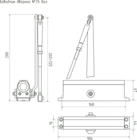 Доводчик дверной НОРА-М 3S бол. морозостойкий "Белый" [4989]
