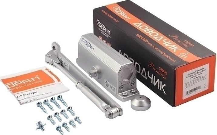 Доводчик дверной НОРА-М 3S бол. морозостойкий "Серебро" [4993]