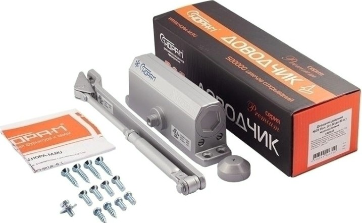 Доводчик дверной НОРА-М 3S бол. морозостойкий "Серый" [4992]