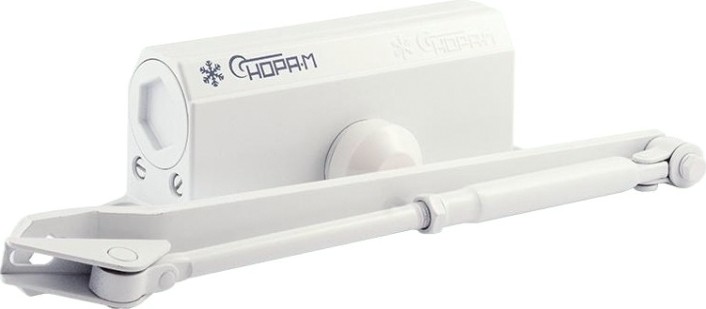 Доводчик дверной НОРА-М 3S-F бол. морозостойкий с фиксацией "Белый" [4708]